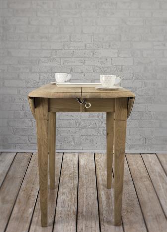 Table ronde à volets diamètre 100 en chêne massif de style Louis Philippe 2 allonges de 40 cm