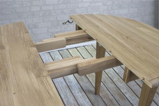 Table ronde à volets diamètre 100 en chêne massif de style Louis Philippe 2 allonges de 40 cm