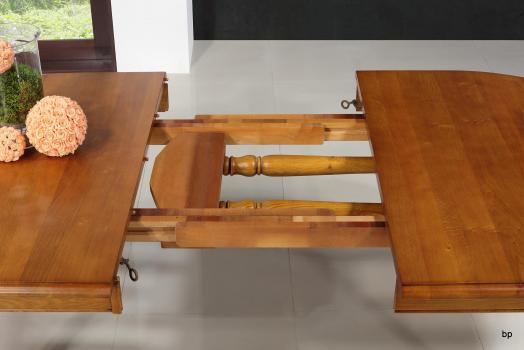 Table ovale 170x110, réalisée en Chêne massif de style Louis Philippe avec 3 allonges de 40 cm 