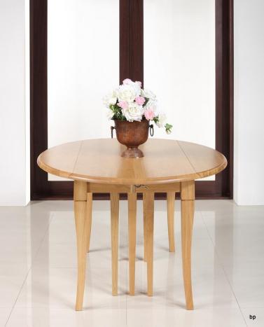 Table ovale à volets Jérome, réalisée en Chêne Massif  de style Louis Philippe 135x110 avec 7 allonges 