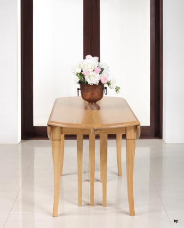Table ovale à volets Jérome, réalisée en Chêne Massif  de style Louis Philippe 135x110 avec 7 allonges 