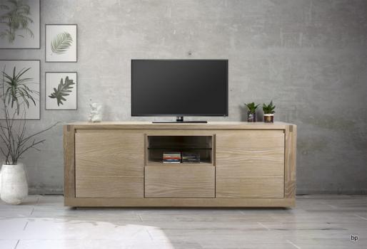 Meuble TV Mathis réalisé en Chêne de ligne contemporaine 160 de large SEULEMENT 1 DISPONIBLE