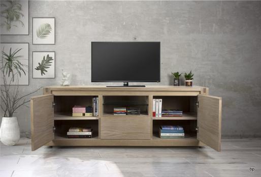 Meuble TV Mathis réalisé en Chêne de ligne contemporaine 160 de large SEULEMENT 1 DISPONIBLE
