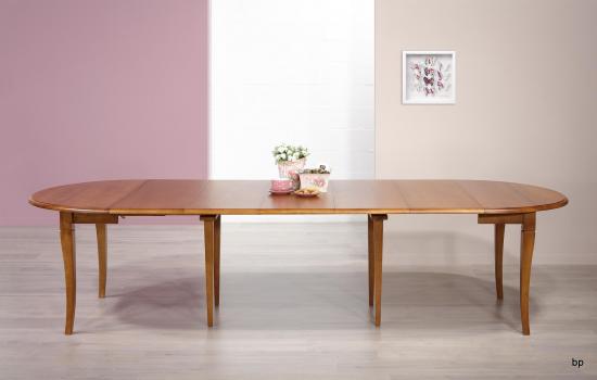 Table ronde à volets DIAMETRE 120  en chêne massif de style Louis Philippe 5 allonges de 40 cm 