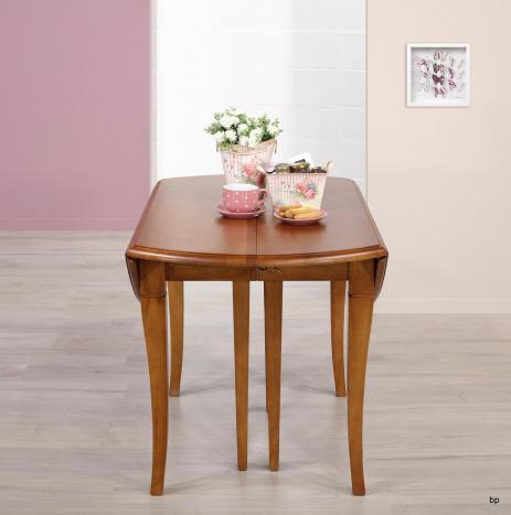 Table ronde à volets DIAMETRE 120  en chêne massif de style Louis Philippe 5 allonges de 40 cm 