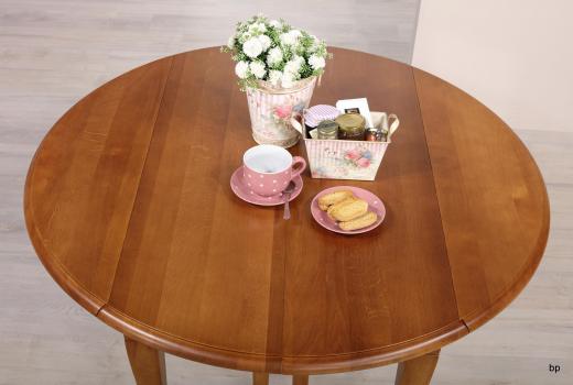 Table ronde à volets DIAMETRE 120  en chêne massif de style Louis Philippe 5 allonges de 40 cm 