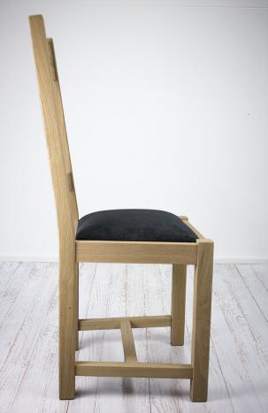 Chaise Olivier réalisée en Chêne massif de style Campagne Assise Tissu Finition Chêne Brossé