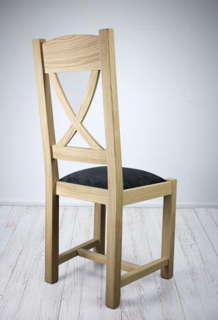 Chaise Olivier réalisée en Chêne massif de style Campagne Assise Tissu Finition Chêne Brossé