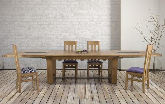 Table rectangulaire Samuel 220x110 réalisée en Chêne Massif 4 allonges de 40