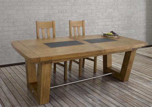 Table rectangulaire Samuel 220x110 réalisée en Chêne Massif 4 allonges de 40