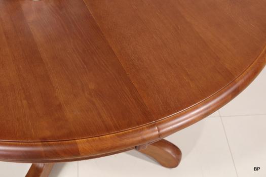 Table ronde pieds central réalisée en Chêne de style Louis Philippe DIAMETRE 120 - 2 ALLONGES DE 40 CM