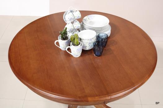 Table ronde pieds central réalisée en Chêne de style Louis Philippe DIAMETRE 120 - 2 ALLONGES DE 40 CM