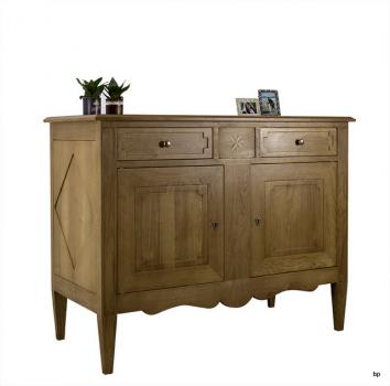Buffet 2 portes 2 tiroirs Rose des vents réalisé en Chêne Massif de style Directoire