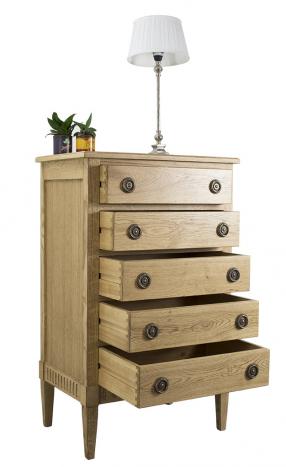 Commode 5 tiroirs Yvan réalisée en Chêne de style Directoire