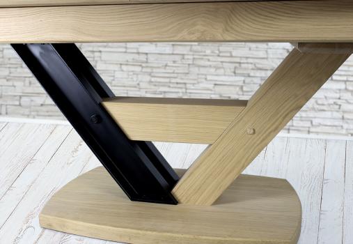 Table rectangulaire ovalisée Martin,  180x110 réalisée en Chêne Massif 1 allonge portefeuille de 75 cm Plateau céramique et Chêne