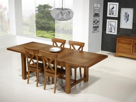Table de ferme rectangulaire AXEL réalisée en Chêne massif 160x100 + 2 allonges de 45 cm