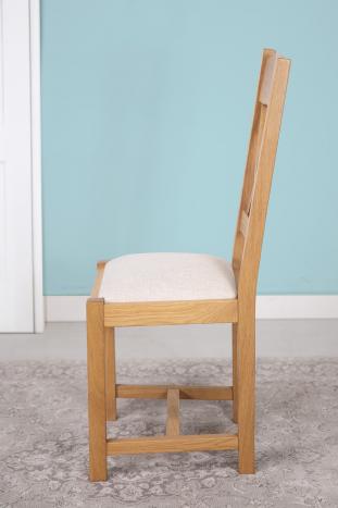 Chaise Olivier réalisée en Chêne massif de style Campagnard Assise Tissu d'ameublement APOLLO ELEPHANT 