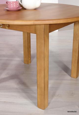 Table ronde réalisée en FRENE Massif de style Campagne avec  2 allonges de 40 cm