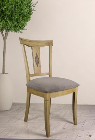 Chaise Arthur réalisée en Chêne Massif de style Louis Philippe Assise tissu aldecco