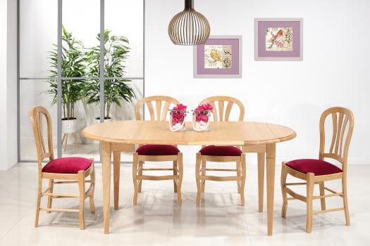 Table ronde à volets diamètre 90 en chêne massif de style Louis Philippe 2 allonges de 40 cm