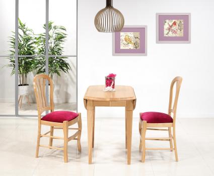 Table ronde à volets diamètre 90 en chêne massif de style Louis Philippe 2 allonges de 40 cm