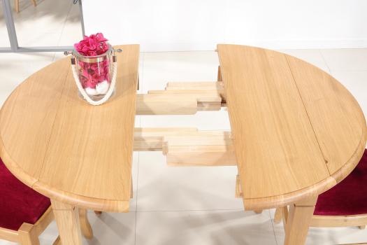 Table ronde à volets diamètre 90 en chêne massif de style Louis Philippe 2 allonges de 40 cm