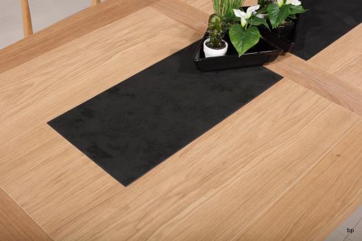 Table rectangulaire Samuel 220x110 réalisée en Chêne Massif 4 allonges de 40 Finition Chêne Brossé naturel Avec incrustation céramique