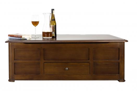 Table Basse Bar Hugo réalisée en Chêne de style Louis Philippe  Finition chêne Moyen plus soutenu (identique à la photo)