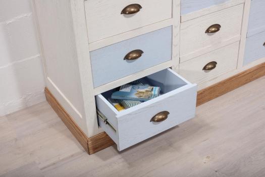 Meuble de métier en Chêne de style Campagne, muticouleur 10 tiroirs et 2 portes