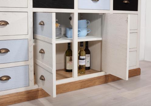 Meuble de métier en Chêne de style Campagne, muticouleur 10 tiroirs et 2 portes