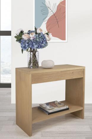 Console 2 tiroirs Frédéric réalisée en chêne de style Contemporain SEULEMENT 1 DISPONIBLE