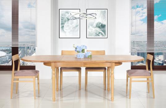 Table ovale 160*120 réalisée en chêne Massif de style Louis Philippe 2 allonges incorporées de 40 cm