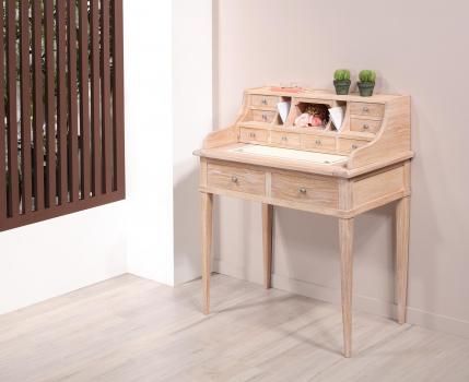 Bonheur du Jour Louis réalisé en Chêne de style Directoire Finition Chêne Brossé Blanchi