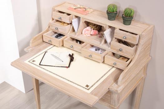 Bonheur du Jour Louis réalisé en Chêne de style Directoire Finition Chêne Brossé Blanchi
