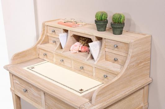 Bonheur du Jour Louis réalisé en Chêne de style Directoire Finition Chêne Brossé Blanchi