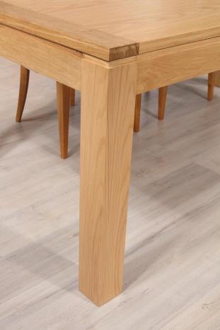 Table de repas rectangulaire  200X100  réalisée en Chêne Ligne Contemporaine  2 allonges portefeuille de 40 cm