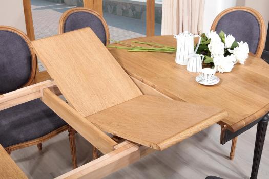 Table ovale 160x120 Lambert réalisée en Chêne Massif de style Louis XVI Finition Chêne Brossé 
