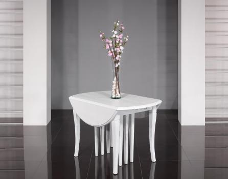 Table ronde à volets  DIAMETRE 120 réalisée en Chêne massif de style Louis Philippe 10 allonges de 40 cm (24 personnes)