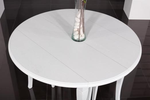 Table ronde à volets  DIAMETRE 120 réalisée en Chêne massif de style Louis Philippe 10 allonges de 40 cm (24 personnes)