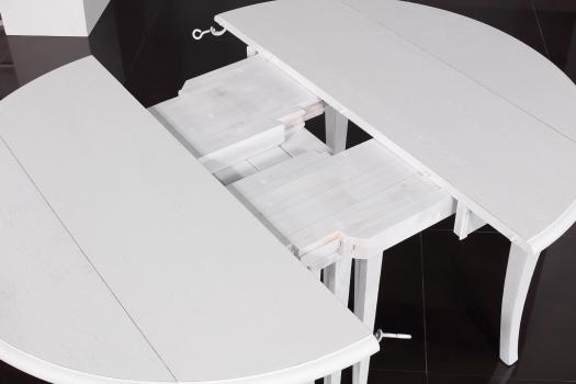 Table ronde à volets  DIAMETRE 120 réalisée en Chêne massif de style Louis Philippe 10 allonges de 40 cm (24 personnes)
