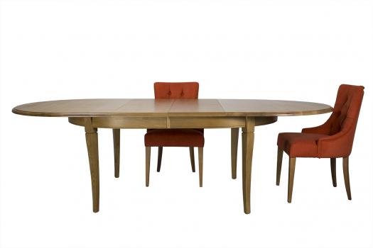 Table ovale Christophe 180*120 réalisée en Chêne Massif de style Louis Philippe 2 allonges incorporées de 40 cm