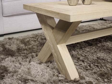 Table basse rectangulaire Jules réalisée en chêne de style Campagnard Finition Chêne Brossé 