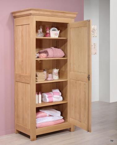 Armoire ou Bonnetière 1 porte Timothé réalisée en Chêne Massif de style Campagnard Finition chêne Brossé