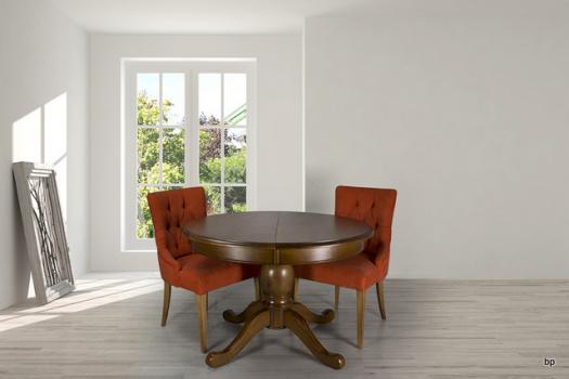 Table ronde pieds central réalisée en Chêne de style Louis Philippe DIAMETRE 110 