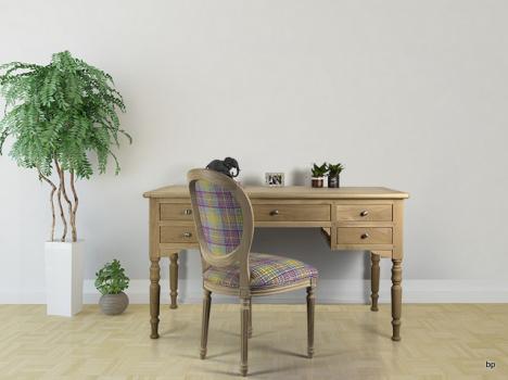 Bureau Ministre Léo en Chêne Massif de style Louis Philippe Finition Chêne Brossé
