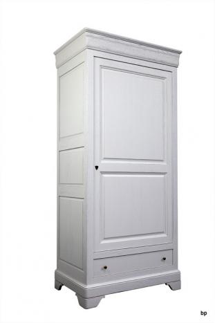 Bonnetière 1 porte 1 tiroir Sébastien, réalisée en Chêne massif de style Louis Philippe Finition Chêne Brossé Ivoire