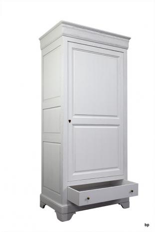 Bonnetière 1 porte 1 tiroir Sébastien, réalisée en Chêne massif de style Louis Philippe Finition Chêne Brossé Ivoire