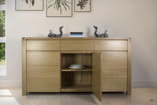 Buffet 3 portes Jean-Lin  réalisé en Chêne de Ligne contemporaine Finition chêne traditionel