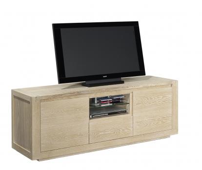Meuble TV Mathis réalisé en Chêne de ligne contemporaine 160 de large SEULEMENT 1 DISPONIBLE
