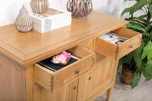 Buffet 2 portes 2 tiroirs Rose des vents réalisé en Chêne Massif de style Directoire
